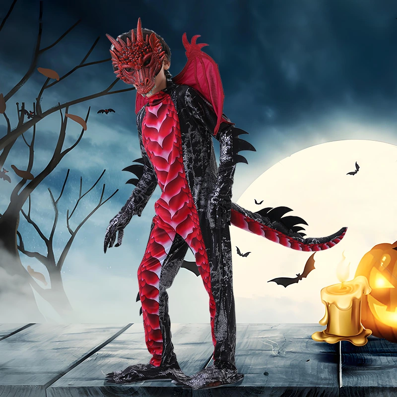 Kostum Naga Kanak-kanak Kawad Halloween dengan Sayap Boleh Ditanggalkan